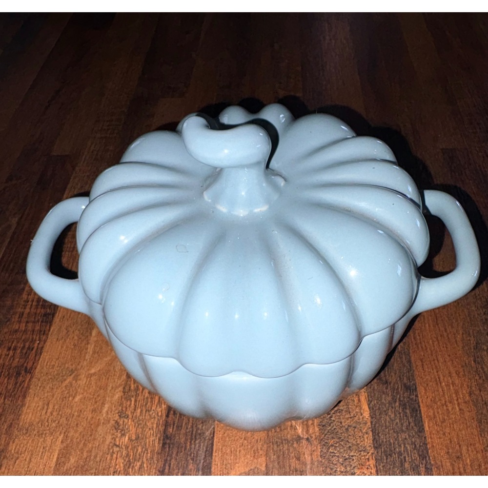 Crofton‎ Light Blue Pumpkin Stoneware Cocotte Mini Casserole Dish with Lid